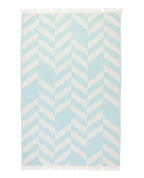 Peshtemal Turkish towel with chevron pattern, cotton - Shopping Blue