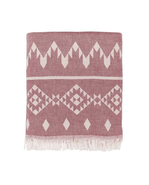 Peshtemal Turkish towel with kilim pattern, cotton - Shopping Blue